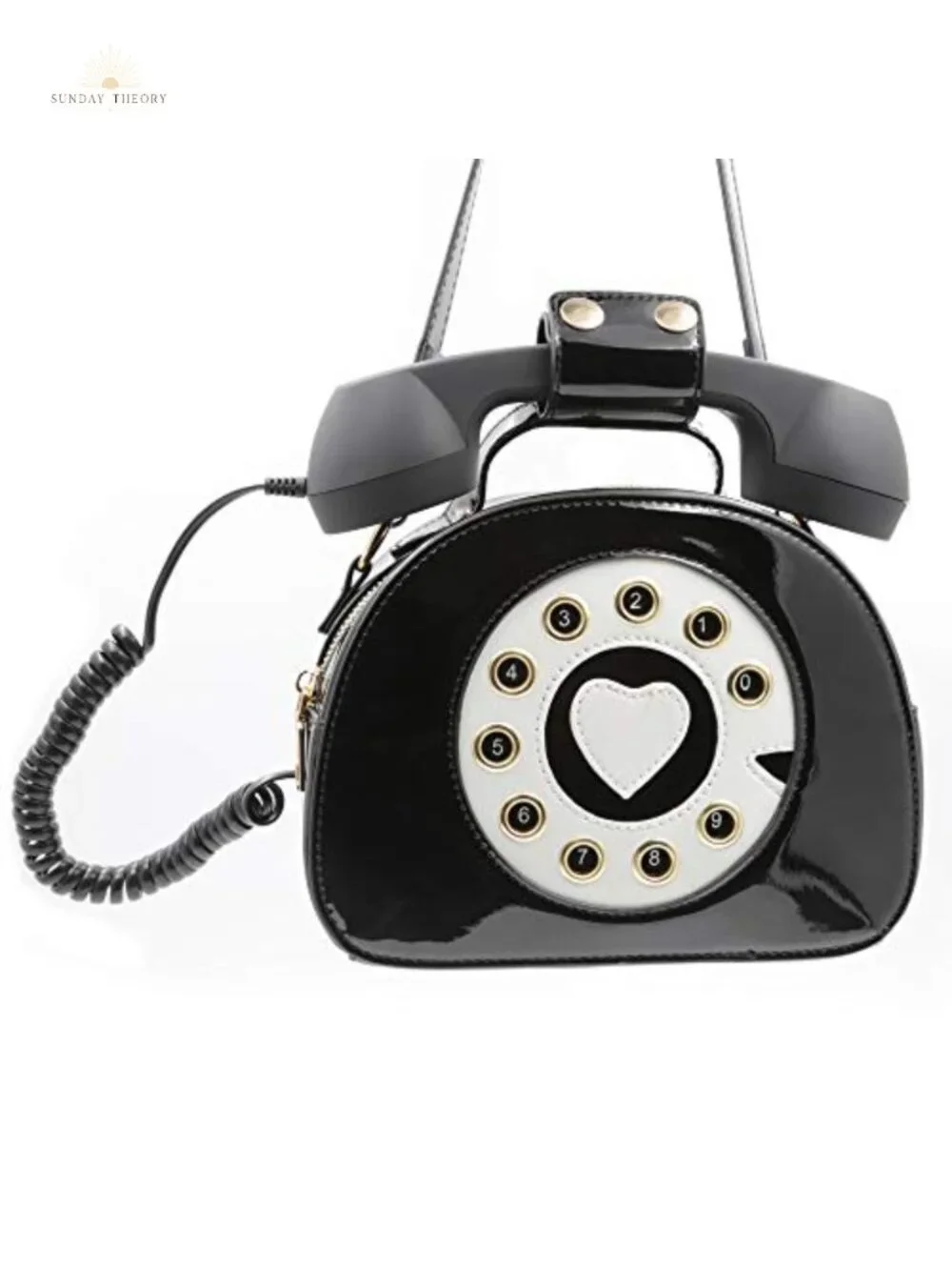 Retro Dial Telephone Crossbody Bag PU Movable Microphone Purse